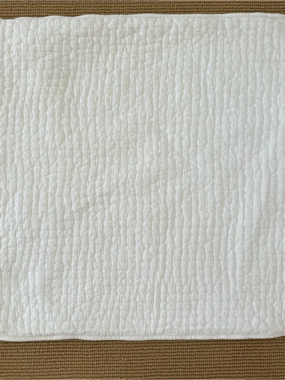 2 POTTERY BARN Pick-Stitch Handcrafted Cotton Linen Quilted Shams